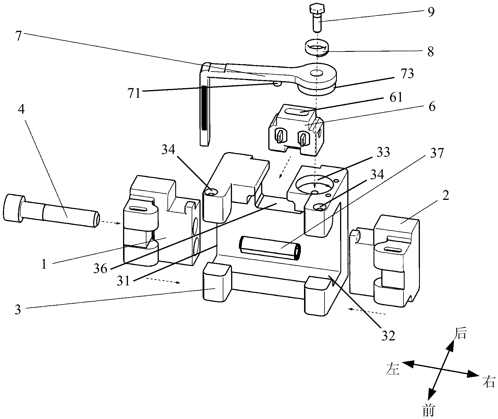 Movable type accessory fixing device applied to medical crane
