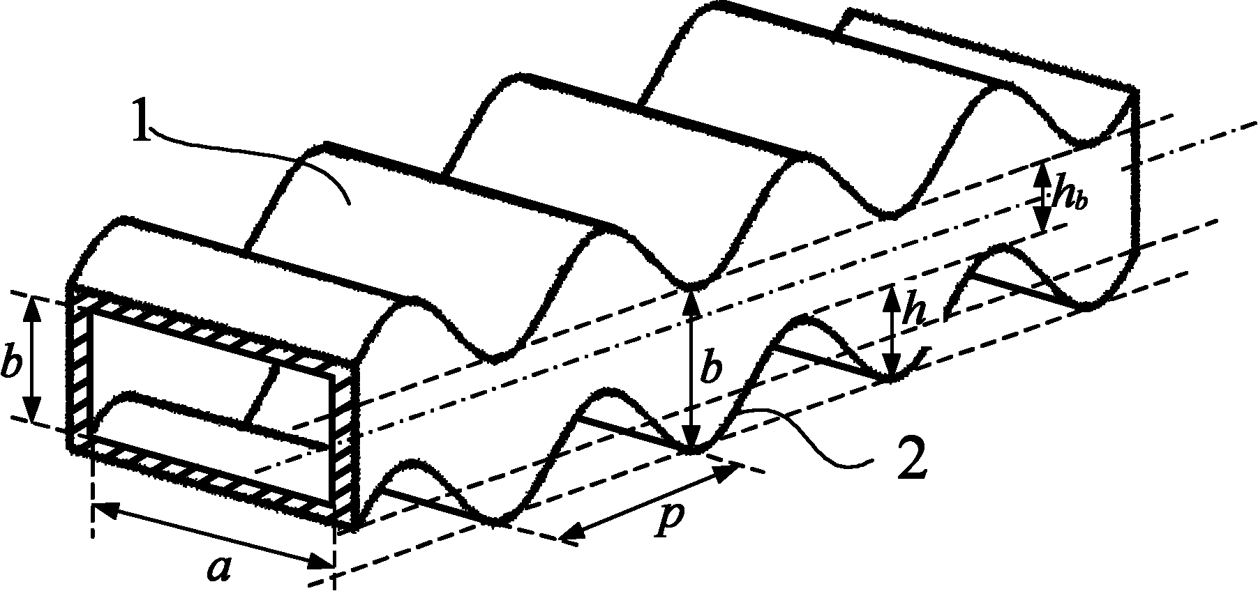 Fluctuant waveguide slow wave structure