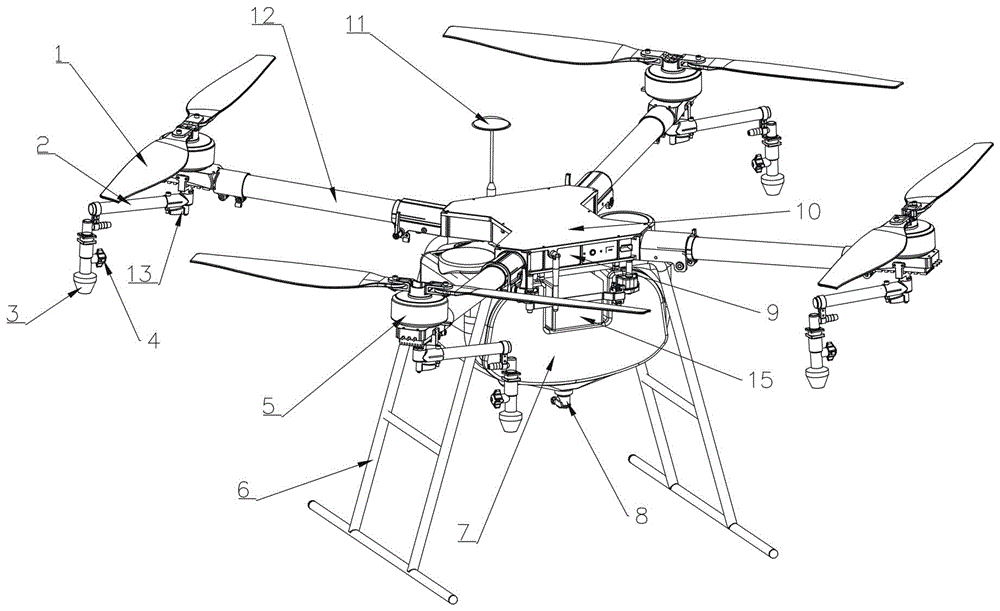 Nozzle configuration mode of multi-rotor wing agricultural unmanned aerial vehicle and spraying system thereof