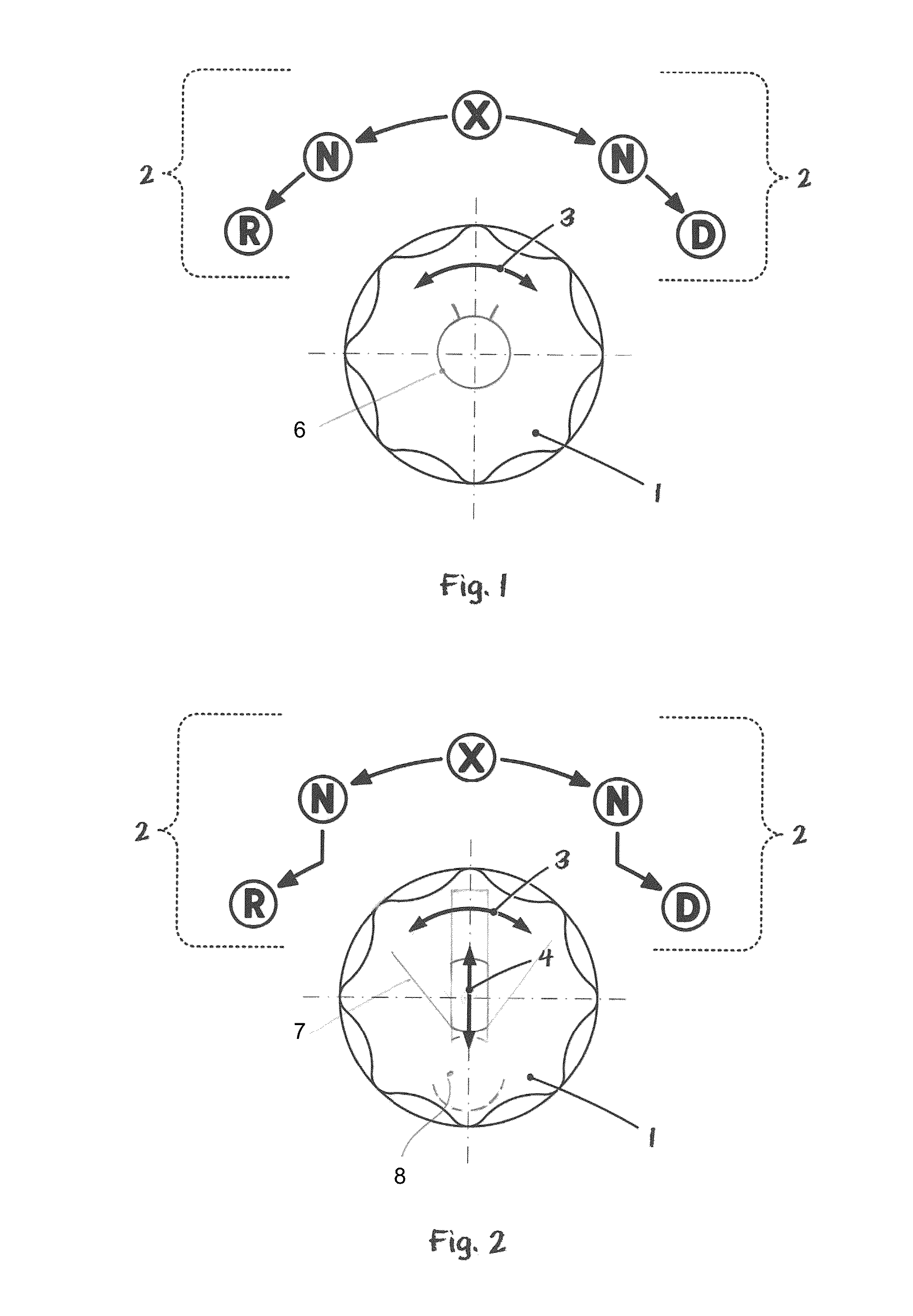 Actuating device with rotary switch