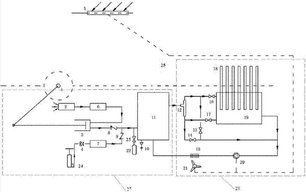 Solar heat pipe vehicle-mounted heat pump air conditioning system based on vortex tube