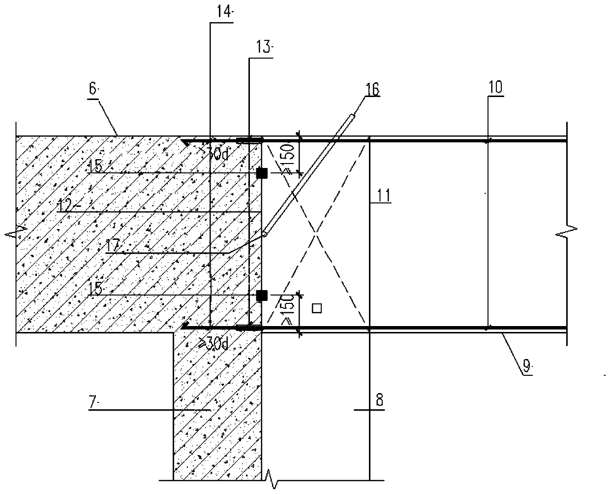 Connecting structure and method for joint of new and old concrete members