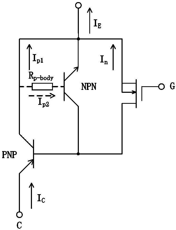 Latch-up prevention IGBT with mixed crystal emission area with variable components