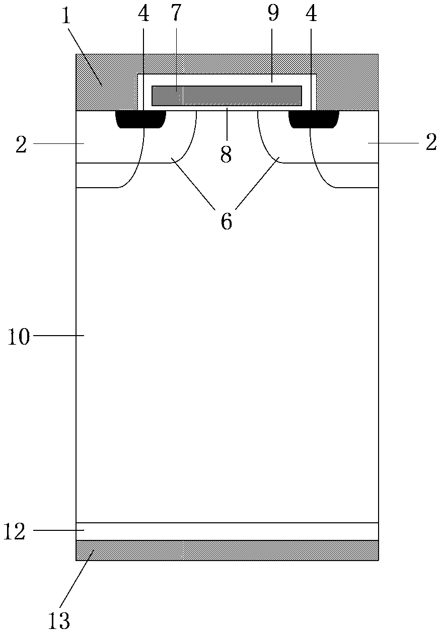 Latch-up prevention IGBT with mixed crystal emission area with variable components