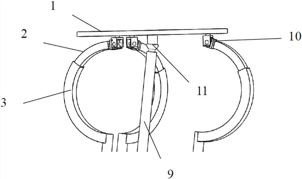 Three-degree-of-freedom parallel mechanism provided with arc-shaped sliding pairs