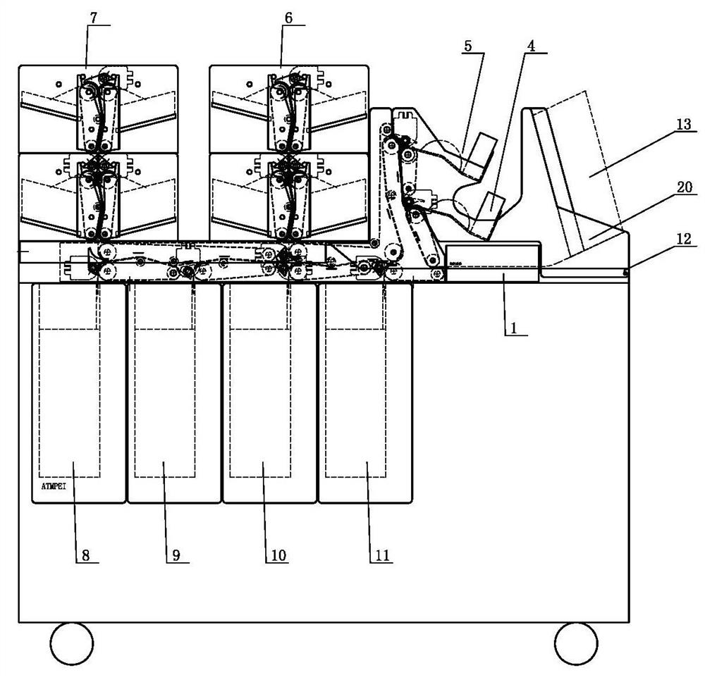 Large-scale banknote sorting machine that can be expanded up and down