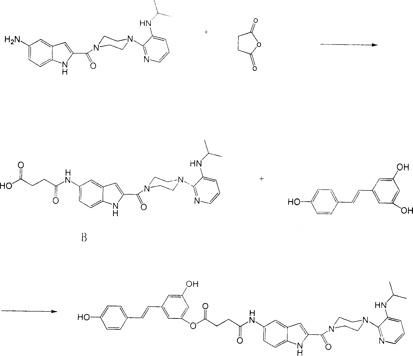 Resultant Ruisidilasu from generic delavird and resveratrol, and synthetic method