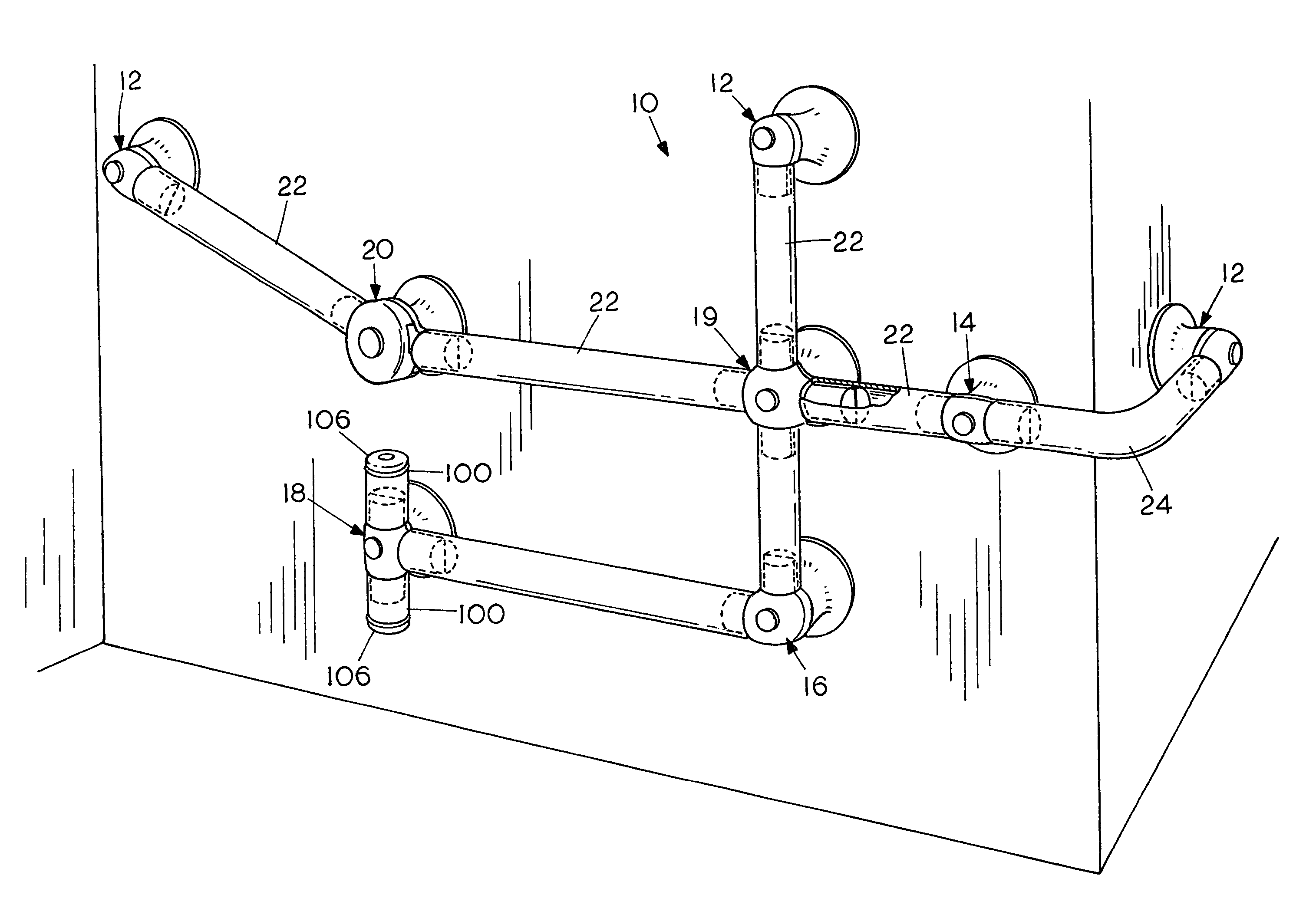 Reinforced railing support connector and grab railing
