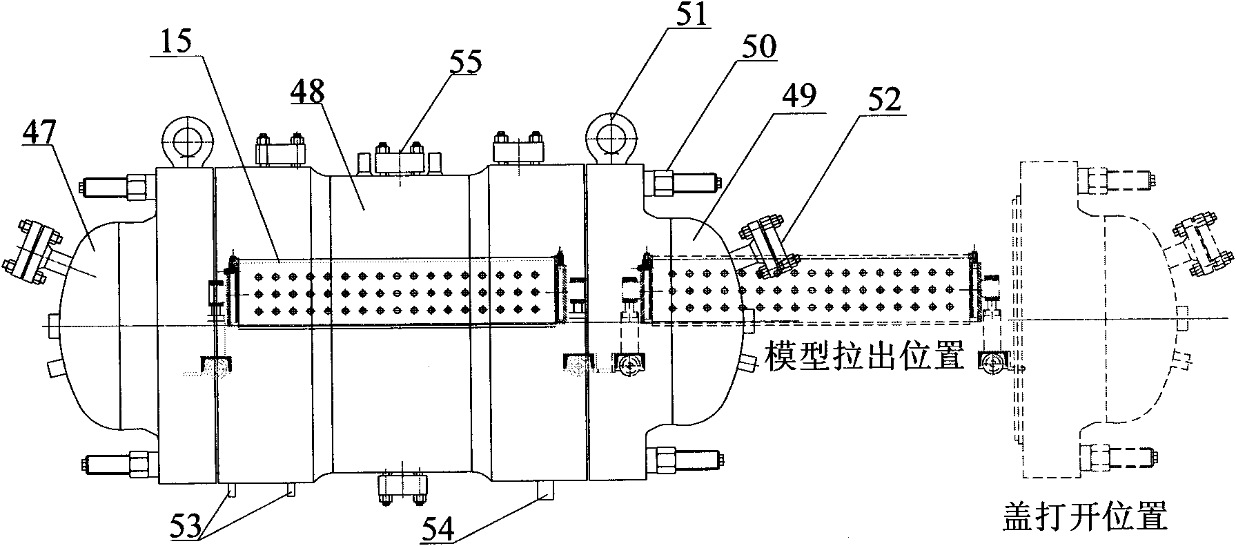 Three-dimensional simulation test device for oil extraction by injecting multielement hot fluid