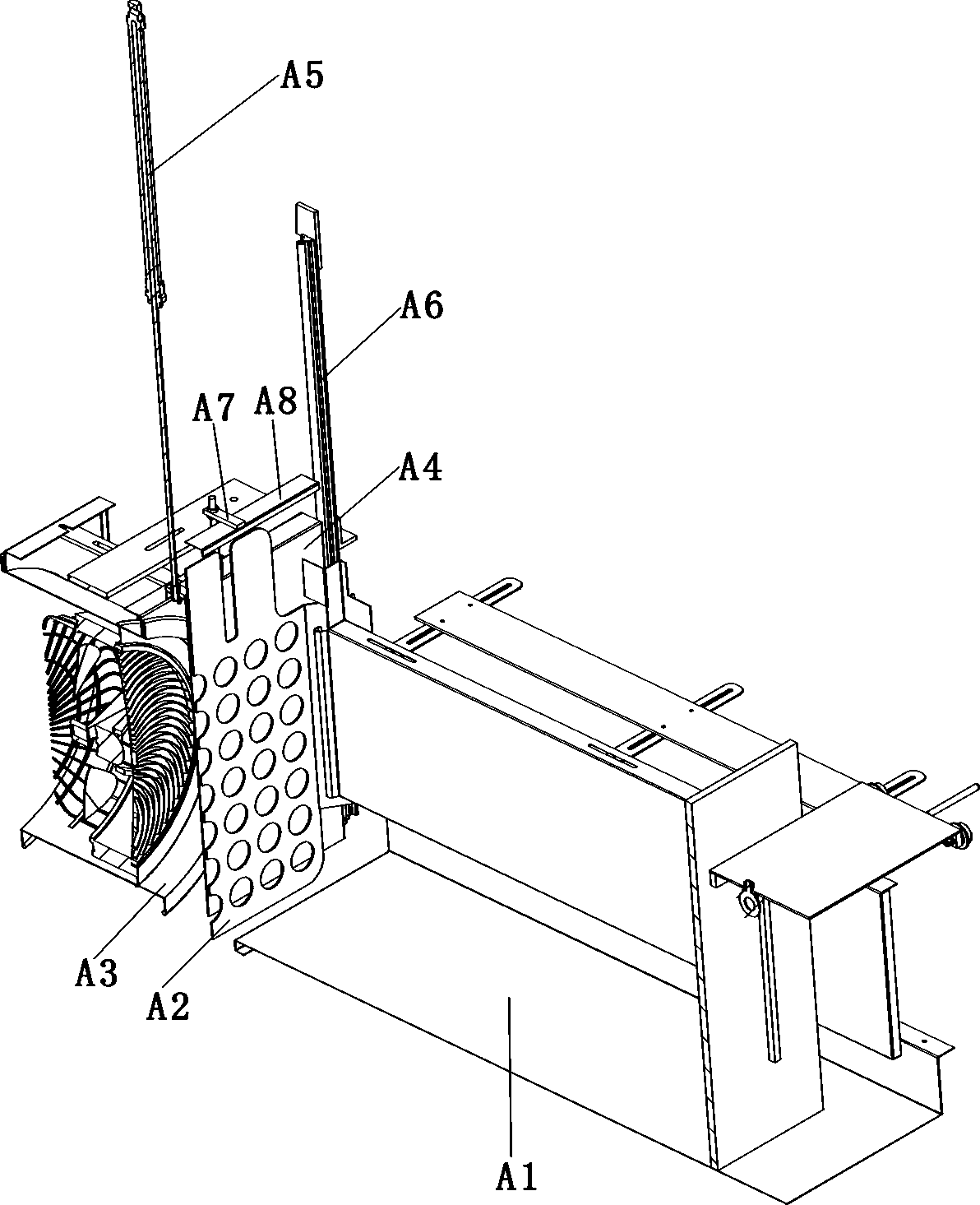 A pushing mechanism of a clothing cutting dust remover