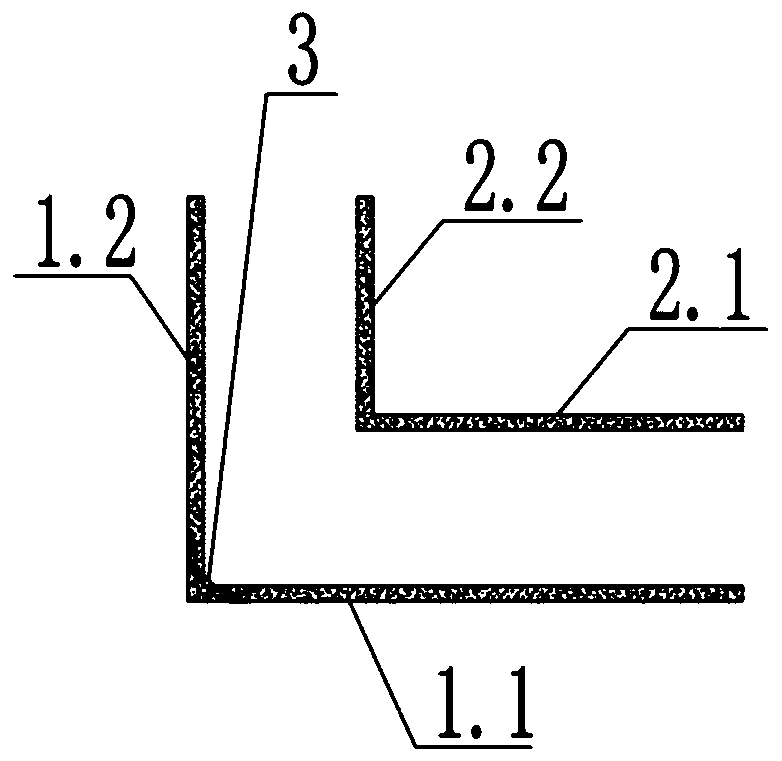 Rebar formwork integrated L-shaped wall component and production method thereof