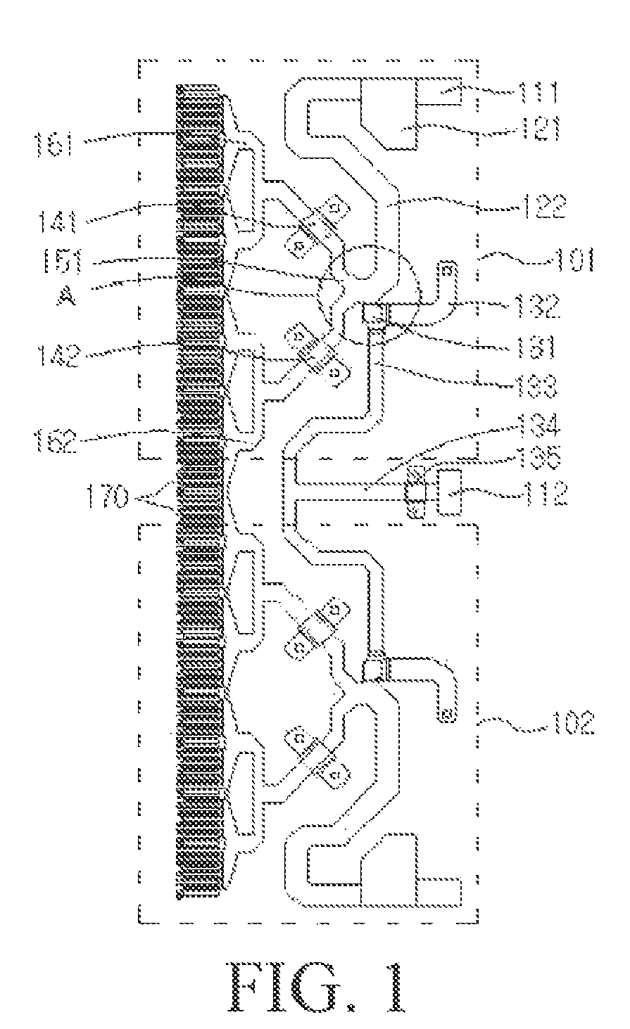 Amplifier circuit with cross wiring of direct-current signals and microwave signals