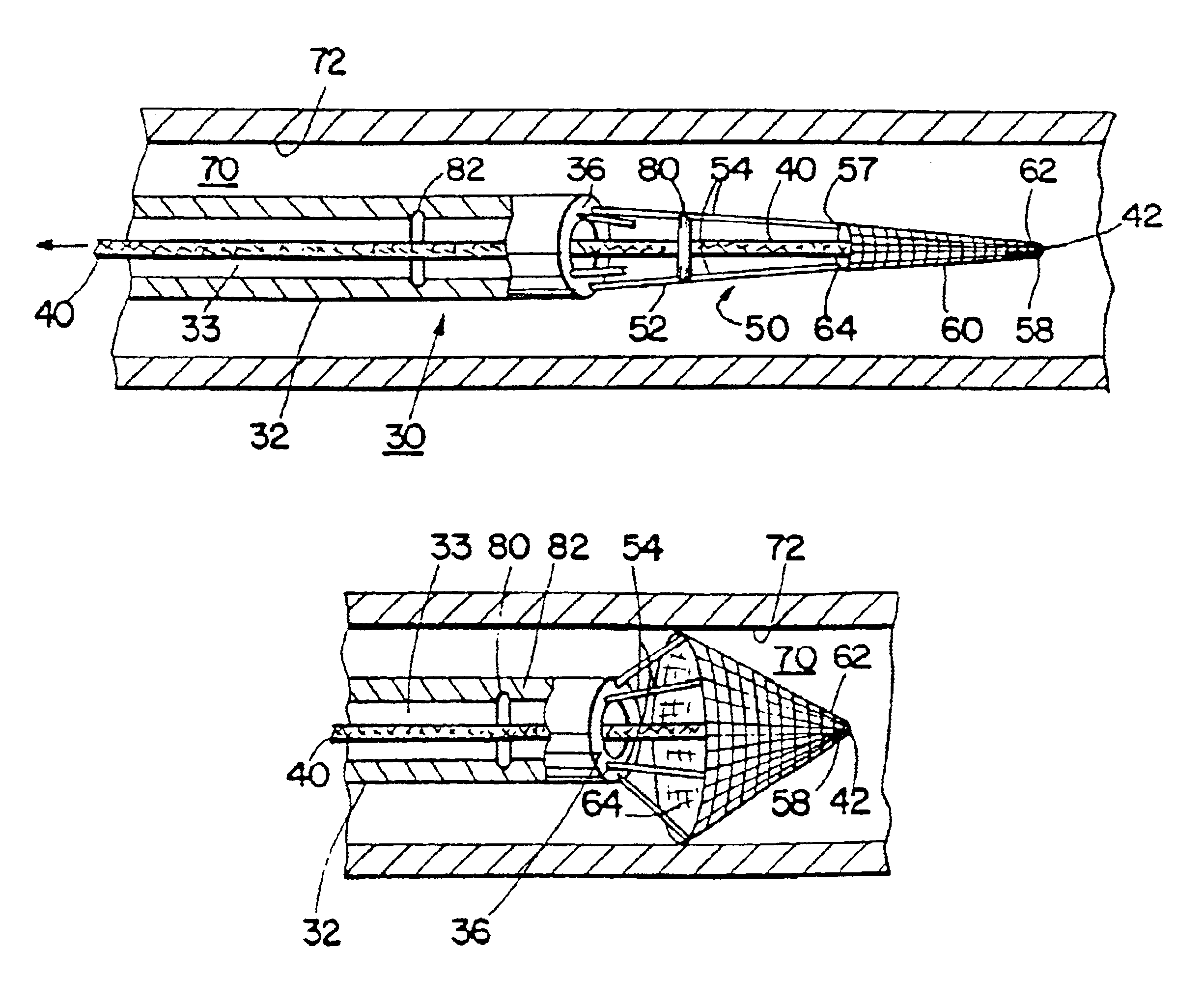Percutaneous catheter and guidewire having filter and medical device deployment capabilities