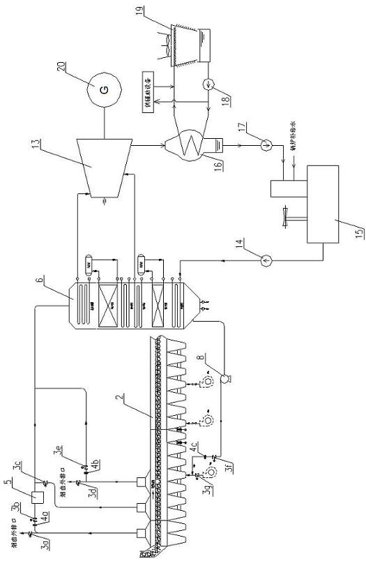 System and method for power generating by jointly recovering waste heat of flue gas of sintering machine and exhaust gas of cooling machine
