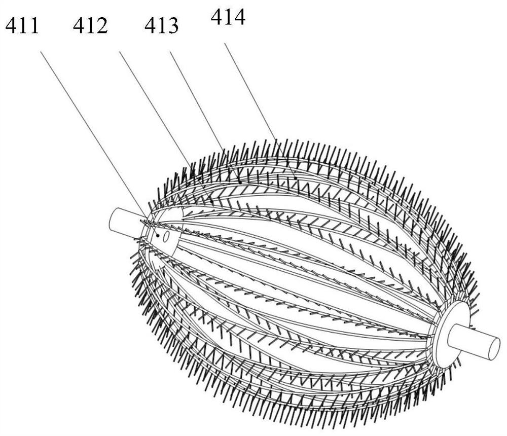 Falling forest fruit flexible tensioning dynamic separating and picking device and method