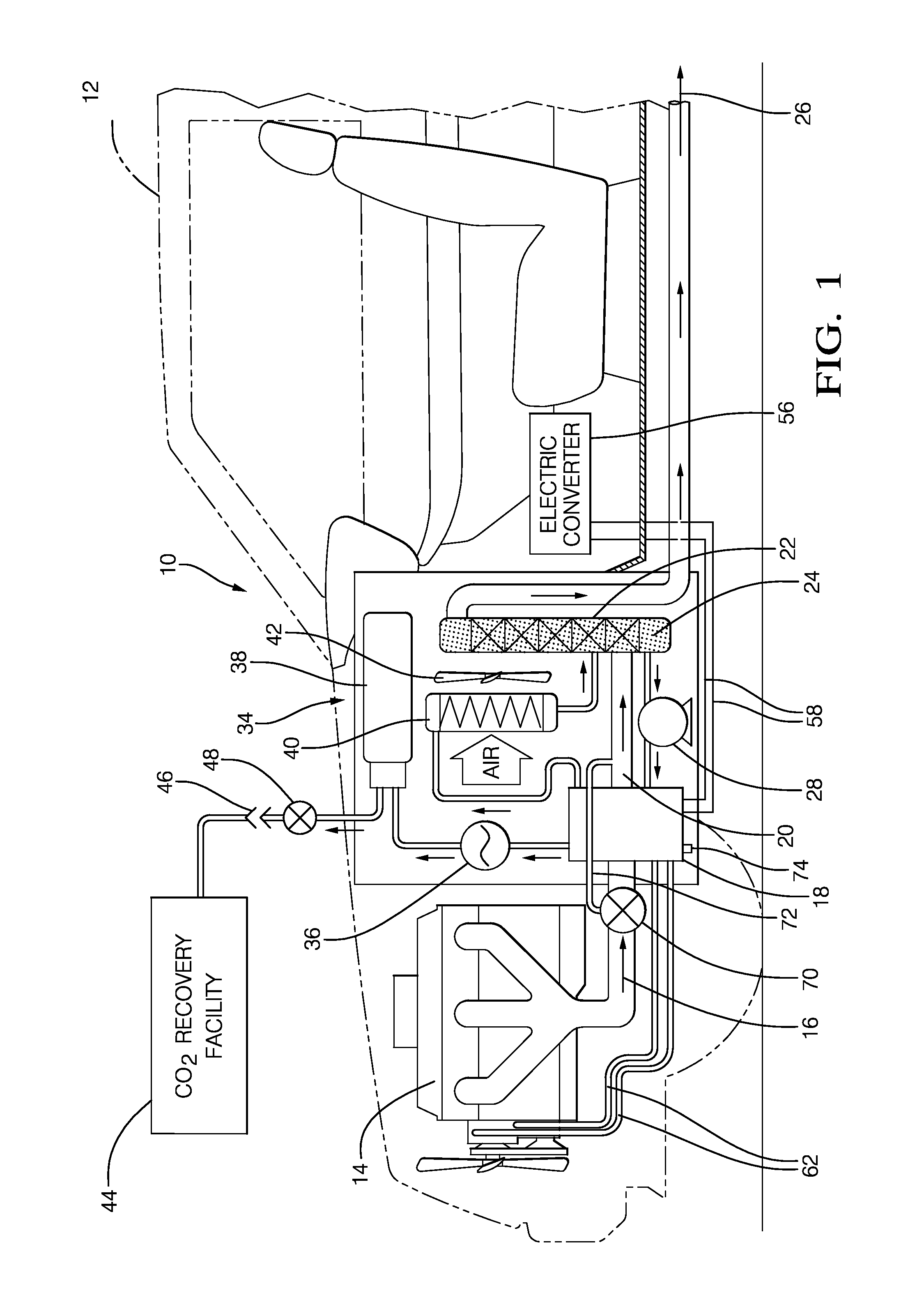 Carbon dioxide absorbent fluid for a carbon dioxide sequestering system on a vehicle