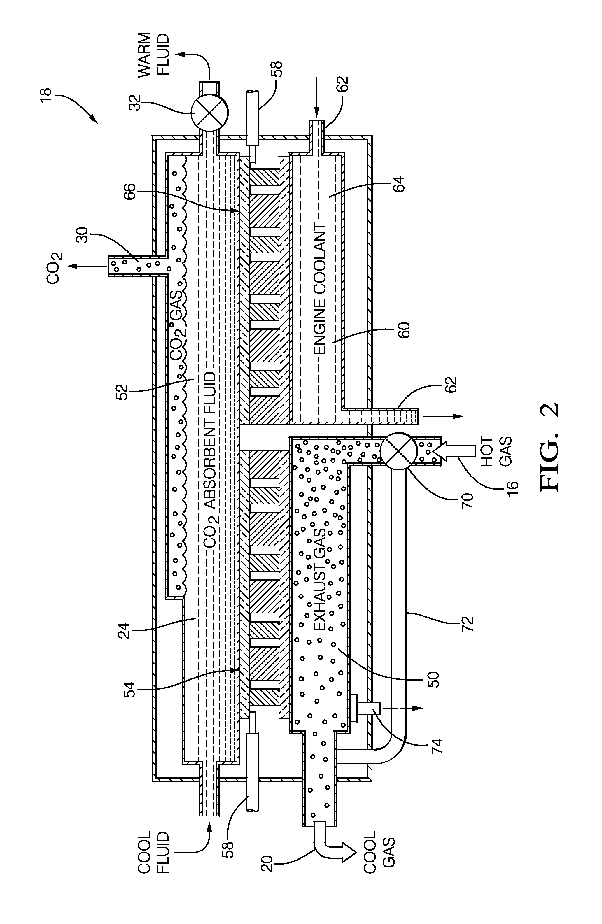Carbon dioxide absorbent fluid for a carbon dioxide sequestering system on a vehicle