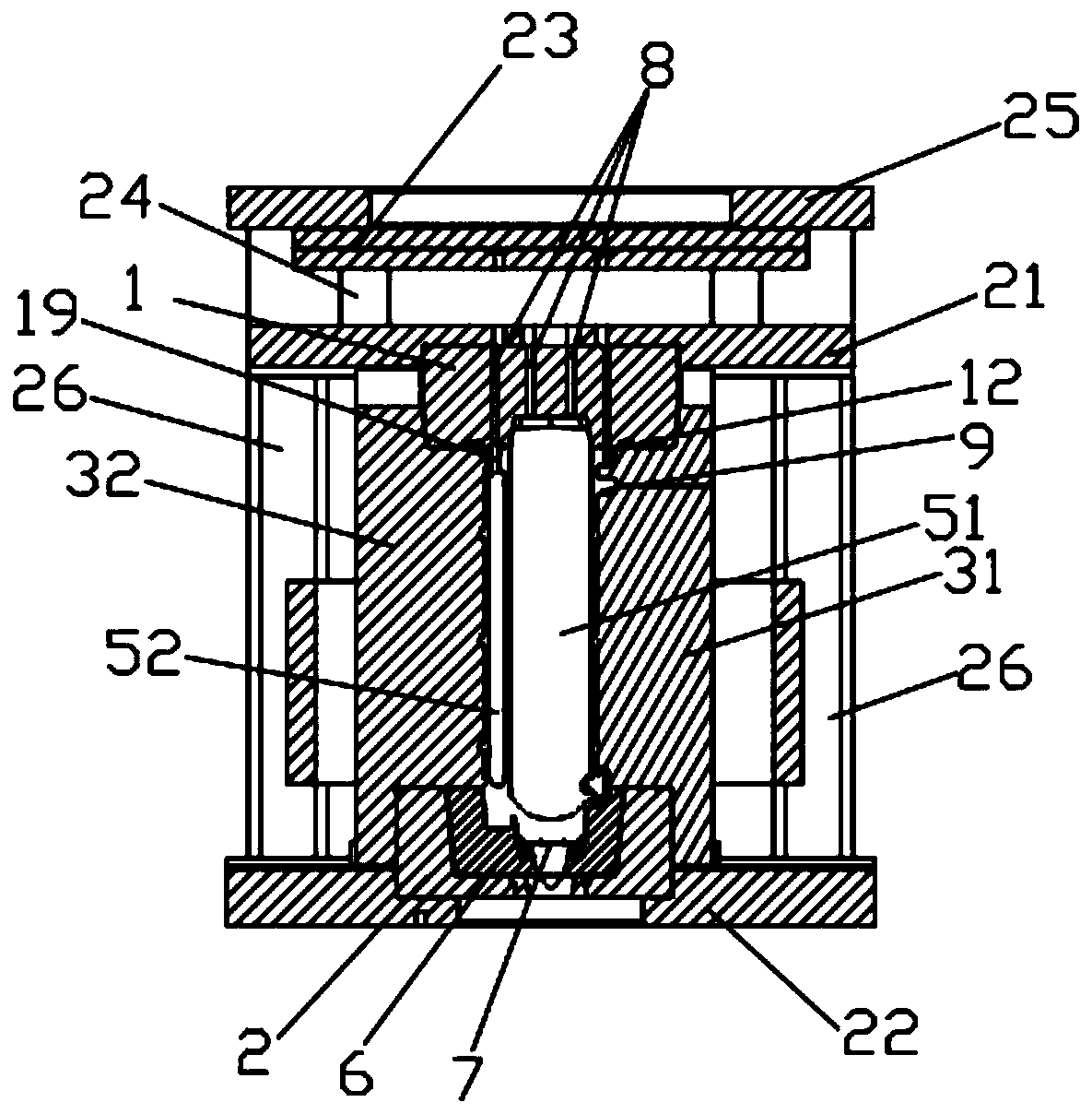 A low-pressure casting mold for a vehicle box