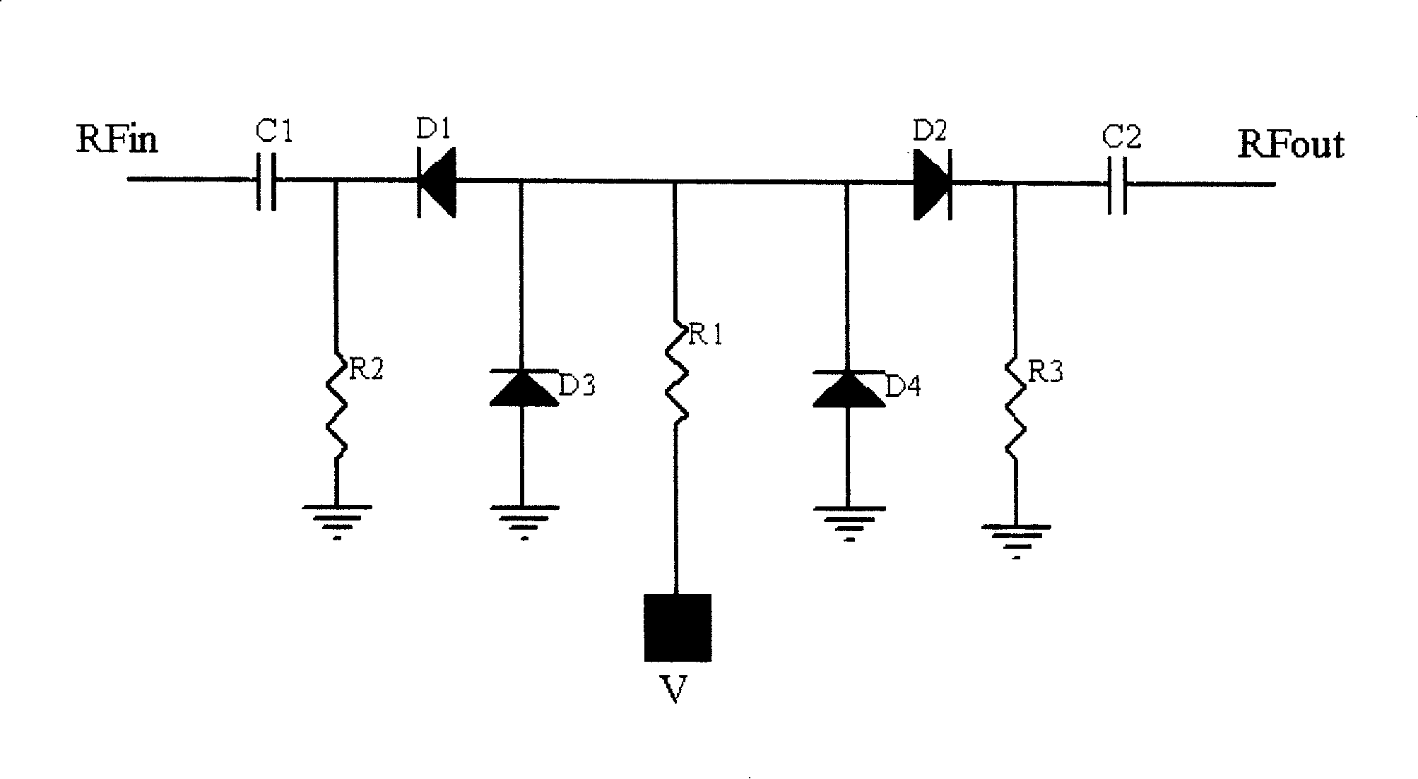 Monopole single throw microwave switch circuit based on PIN diode and its making method