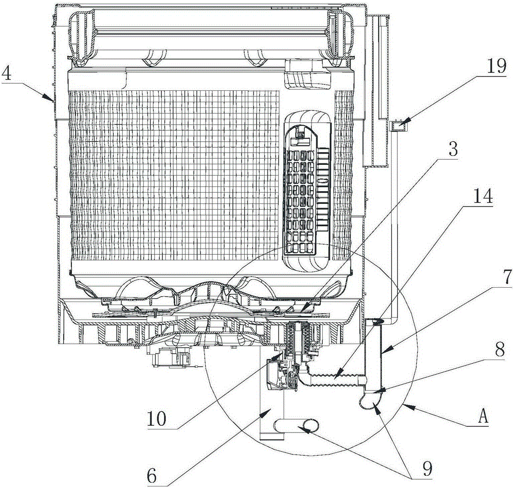 Washing machine without water between barrels and control method
