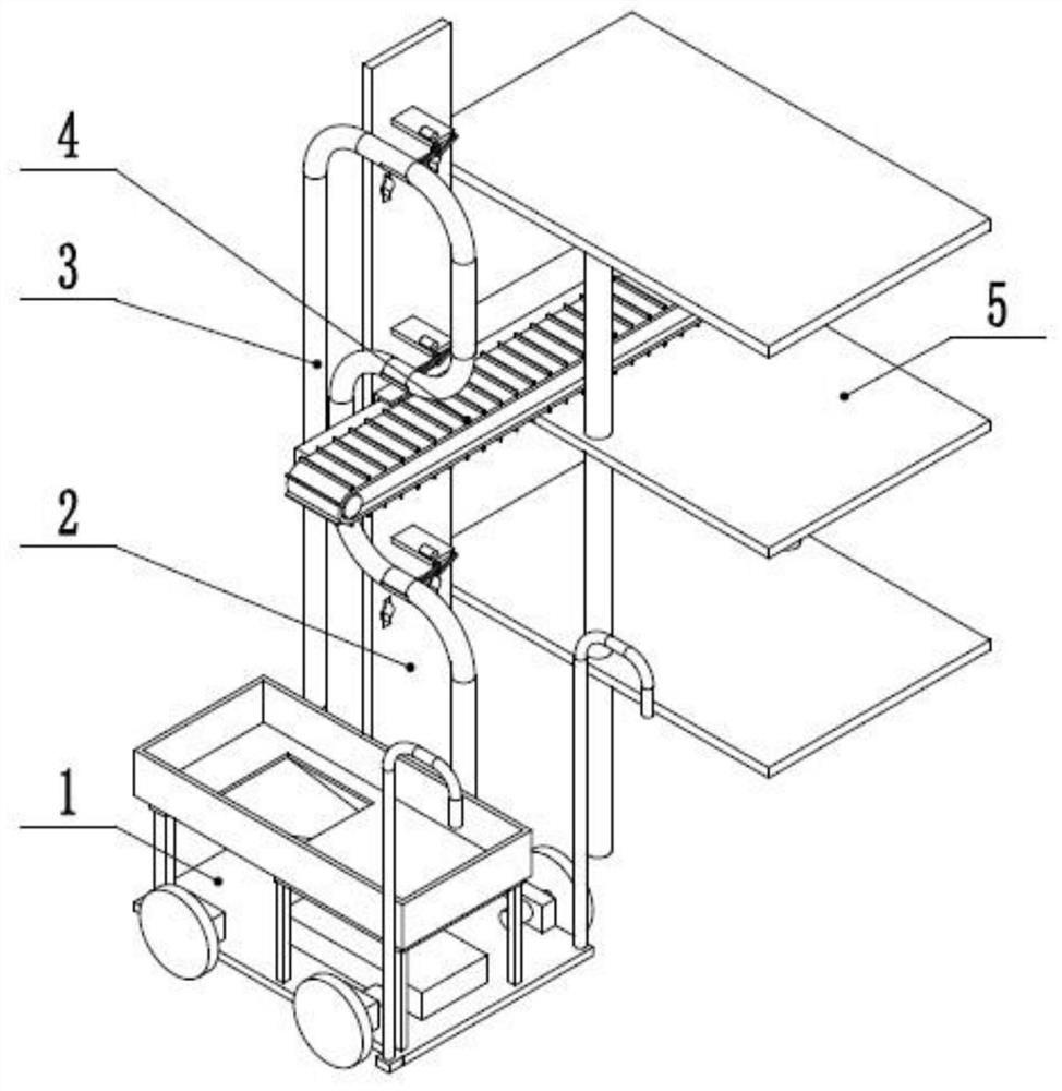 Automatic feeding trolley for agaricus bisporus cultivation frame