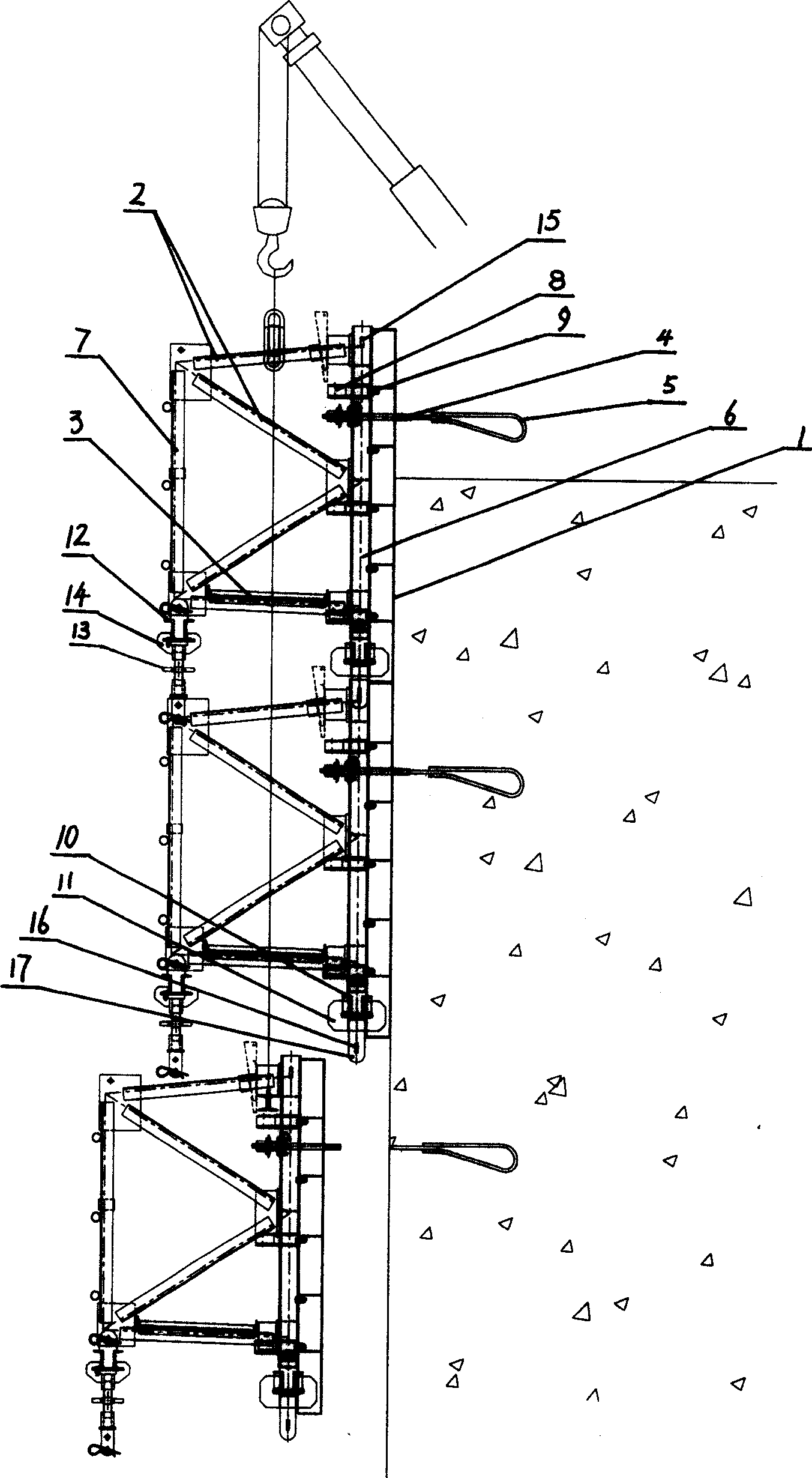 Two-way curvature-adjustable turn-over shuttering