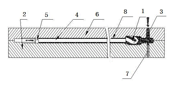 Method and die for eccentricity prevention of injection molding and rubber coating of slender rod