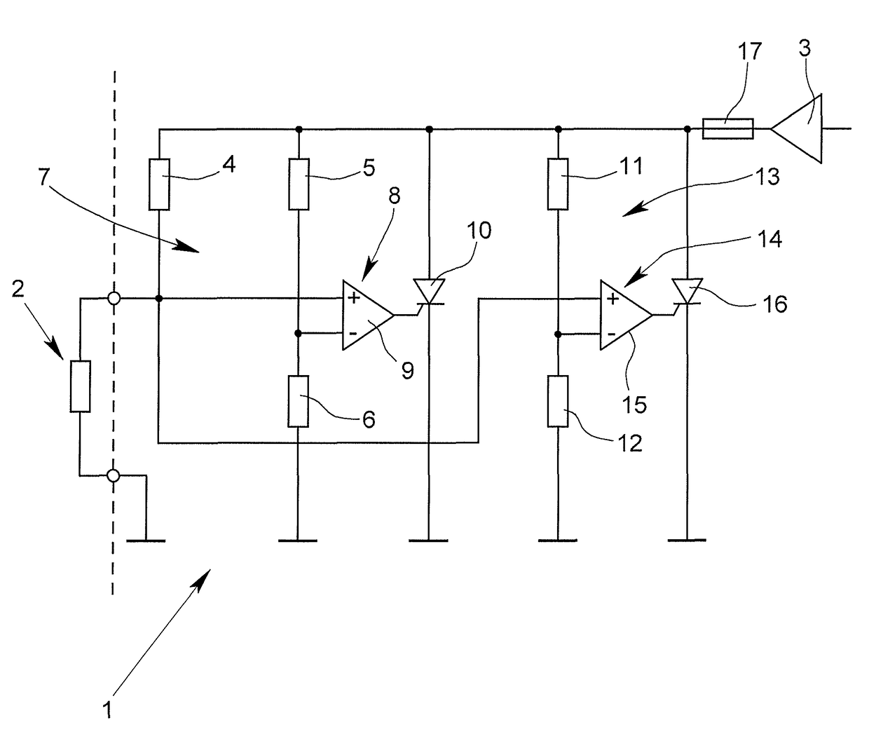 Circuit arrangement for monitoring temperature and calorimetric mass flowmeter
