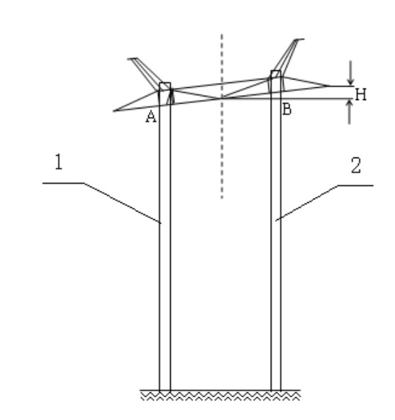 Method for checking height difference between joints of cross arms for cross arms of dual-column pole tower