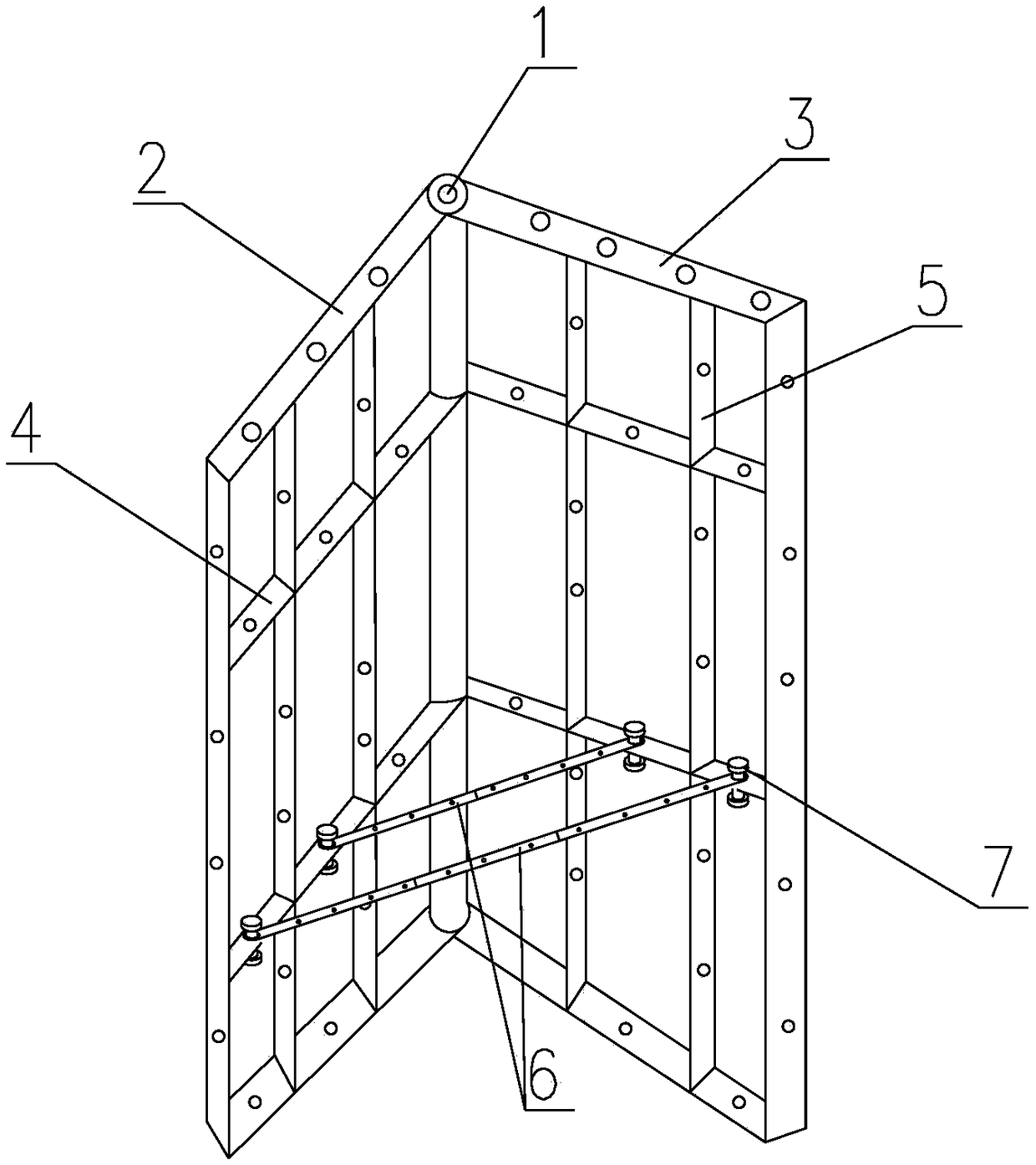 Connecting mould plate for inside corner and outside corner and with adjustable angle