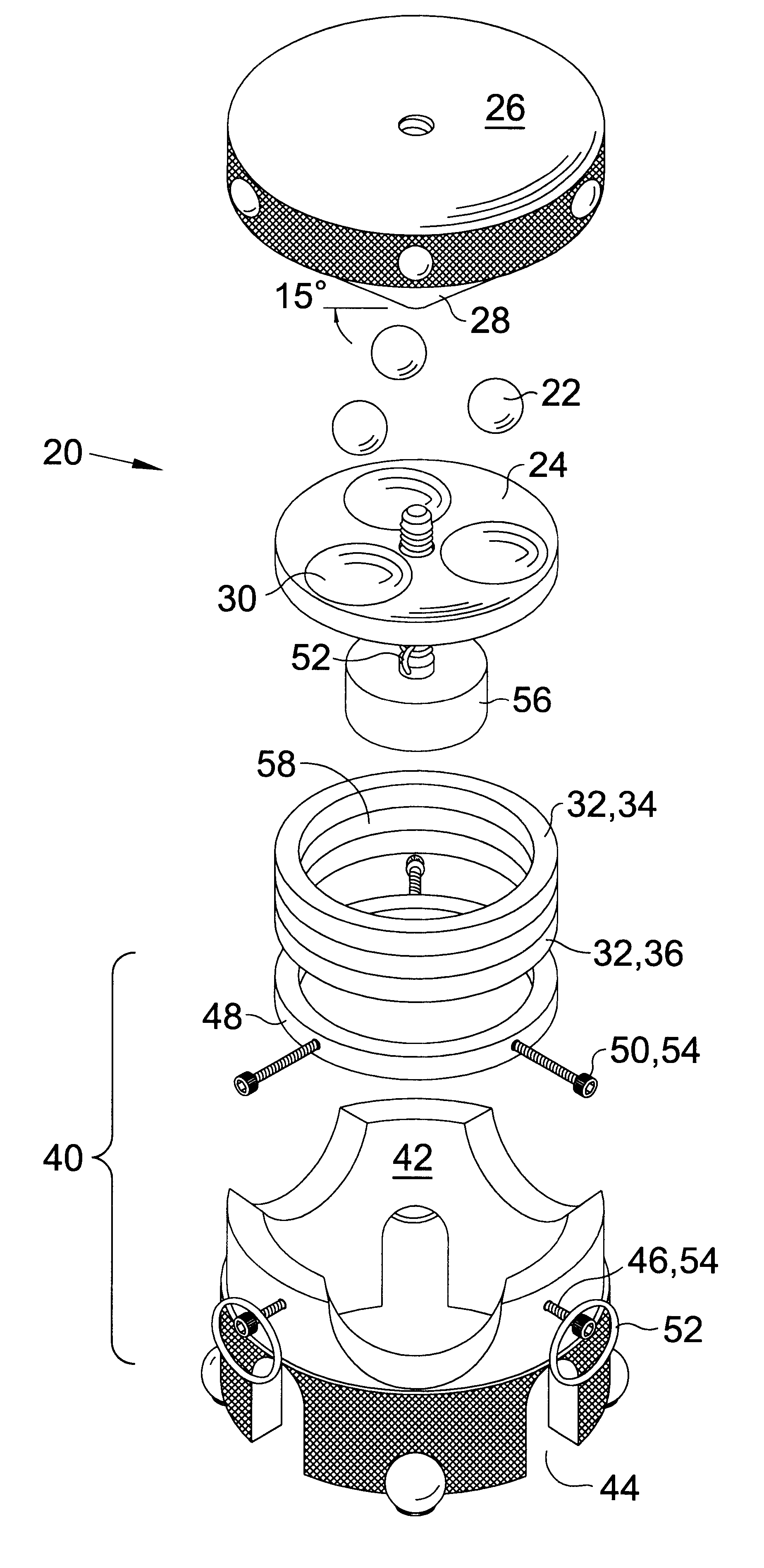 Cone and ball bearing vibration damper