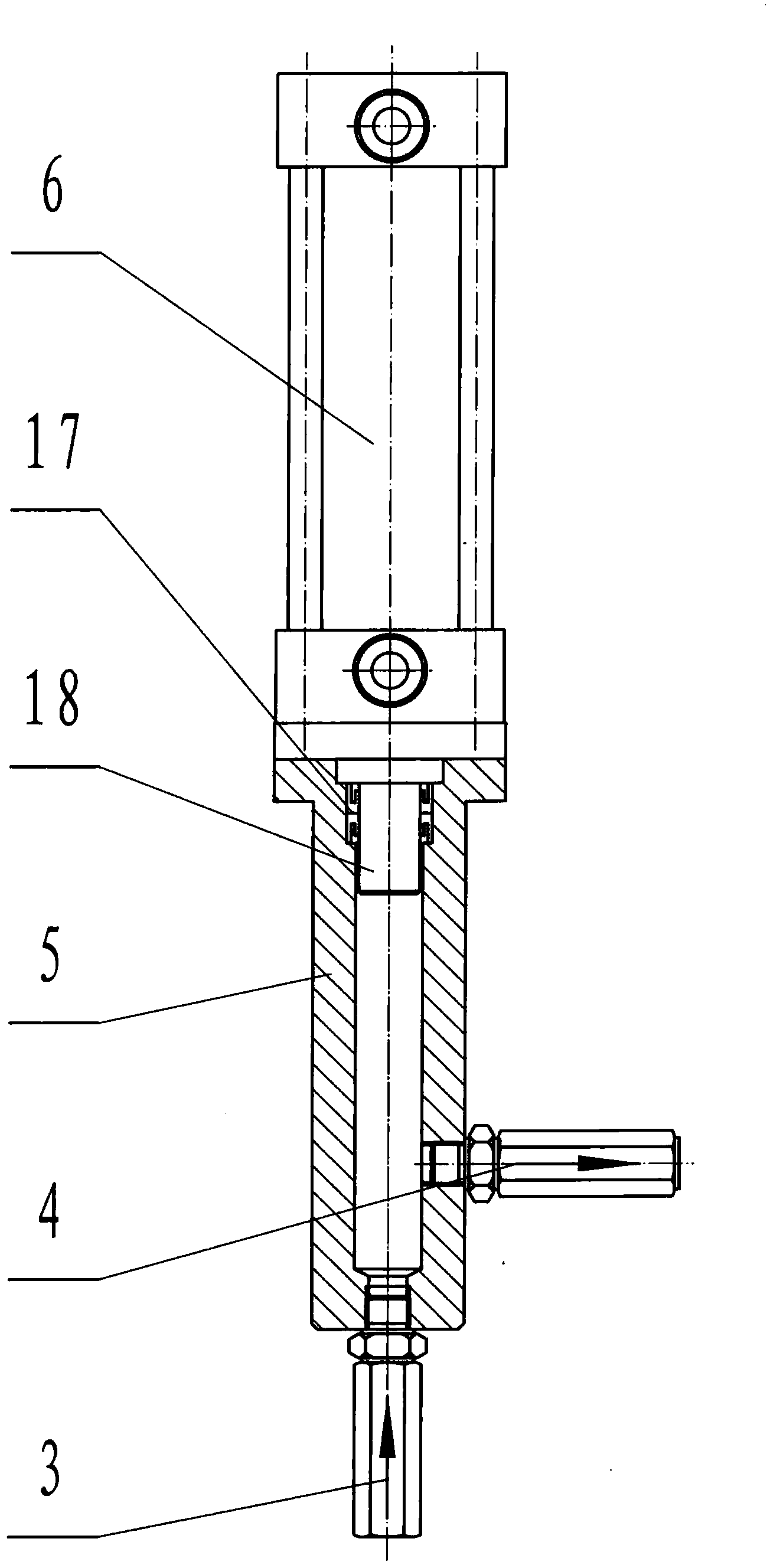 Gas-liquid pressurization device for discharge door of internal mixer