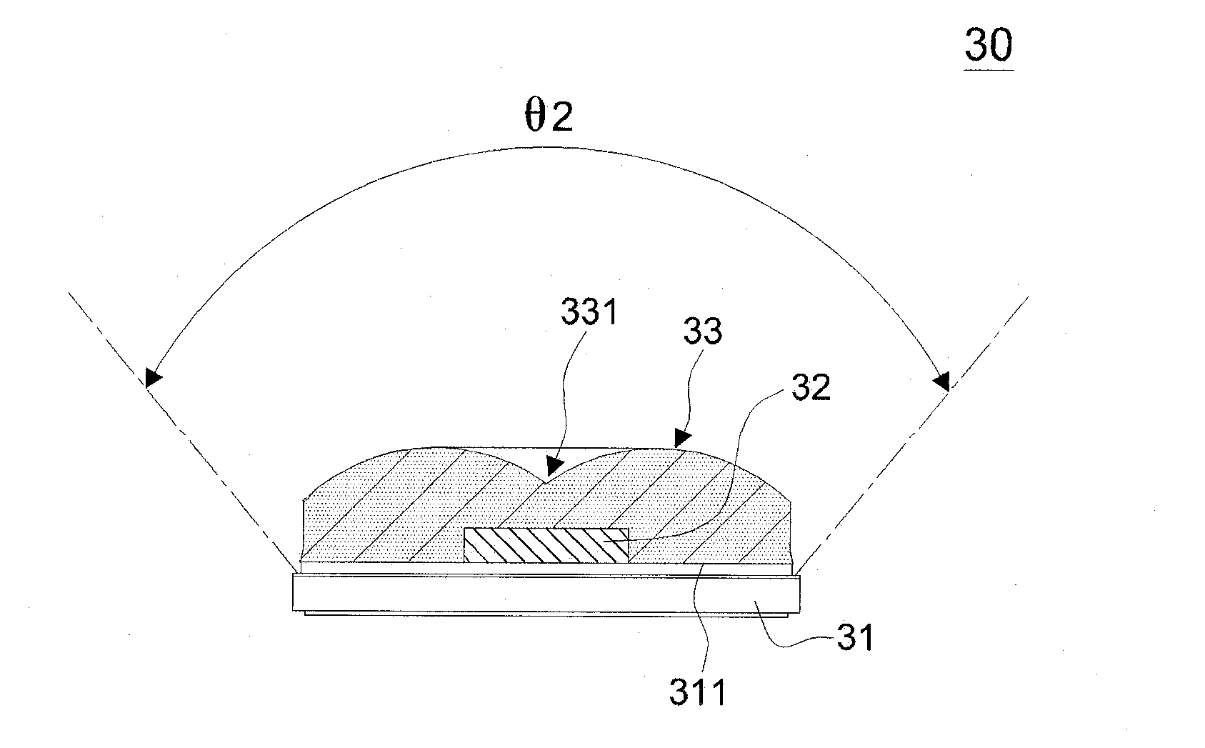 Smt encapsulation body of a light-emitting diode with a wide-angle illumination light shape