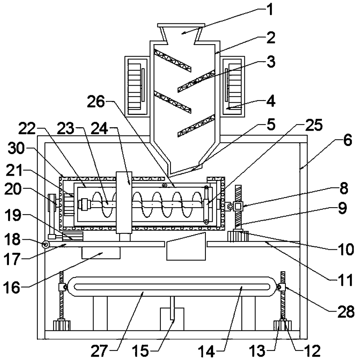 Fixation and dust-removal device for tea processing