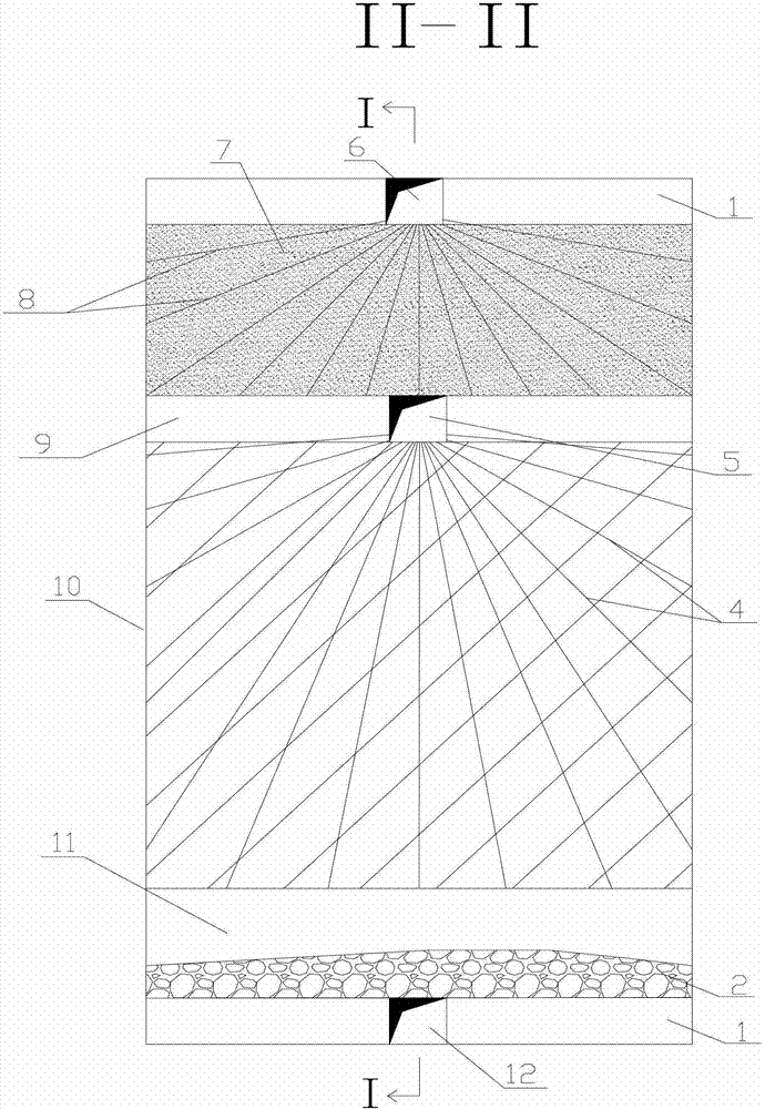 Deep hole caving backfilling stoping method for artificially freezing stope roof
