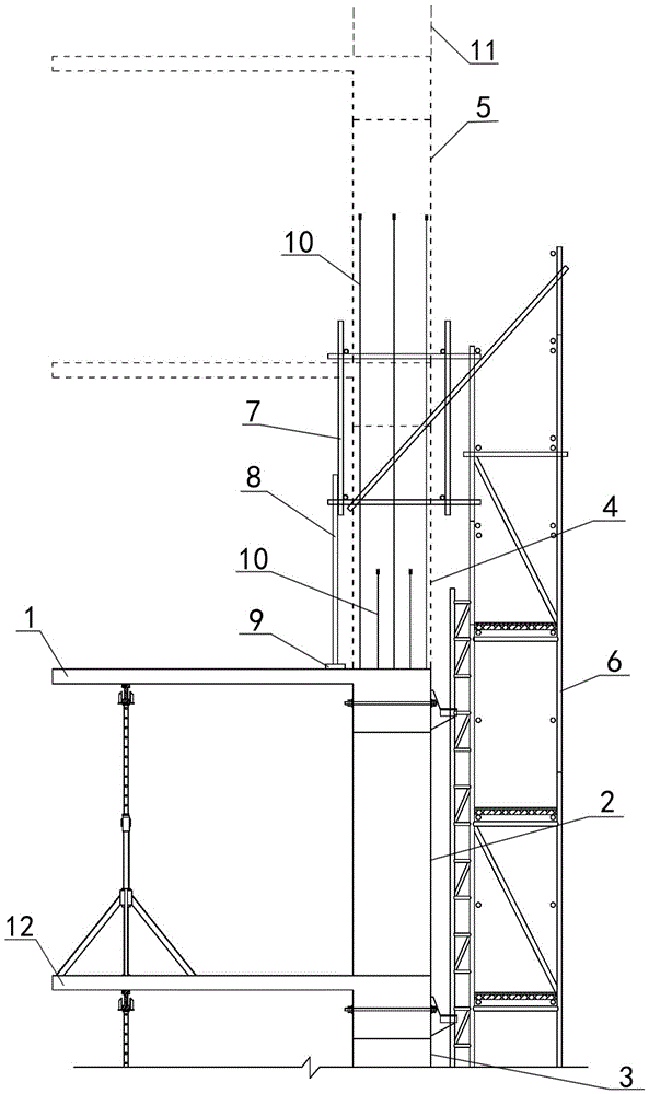 Construction method of two-story connection structure of vertical reinforcement in concrete frame structure