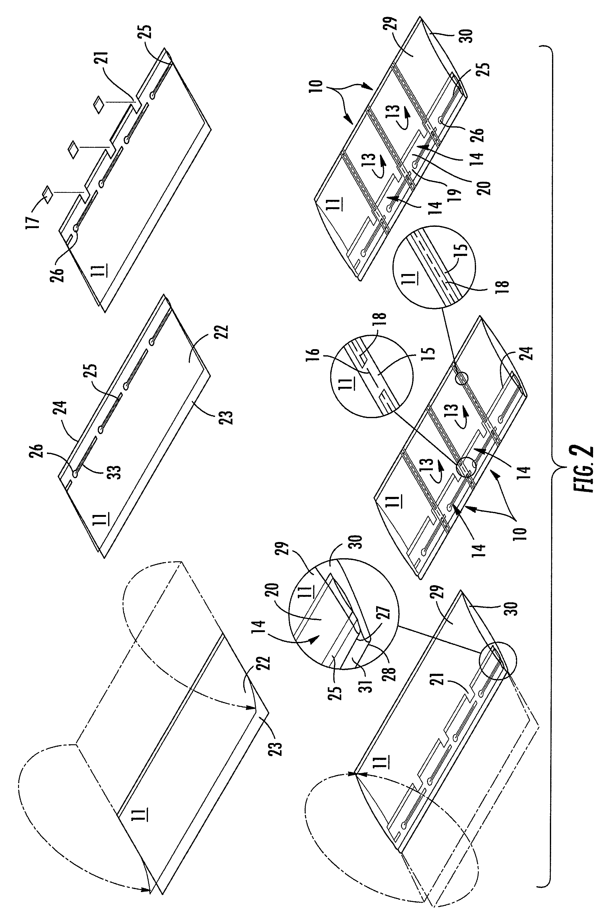 Inflatable structure for packaging and associated apparatus and method