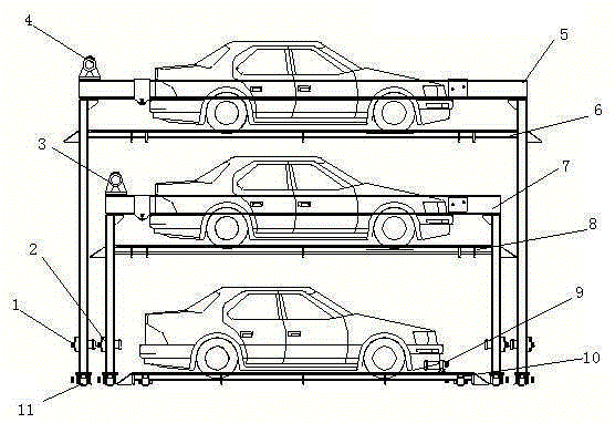 A gantry type side parking device