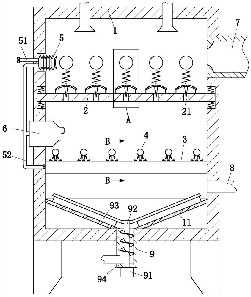 A mine underground dust removal device