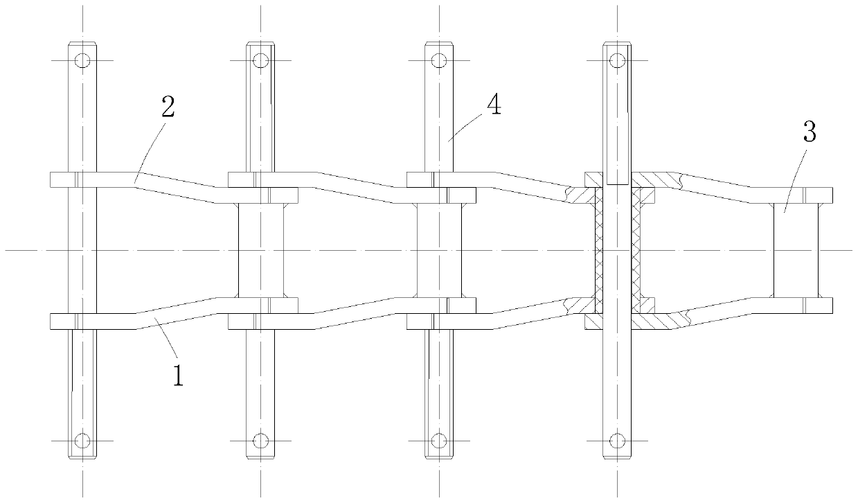 Long-pin bent plate chain