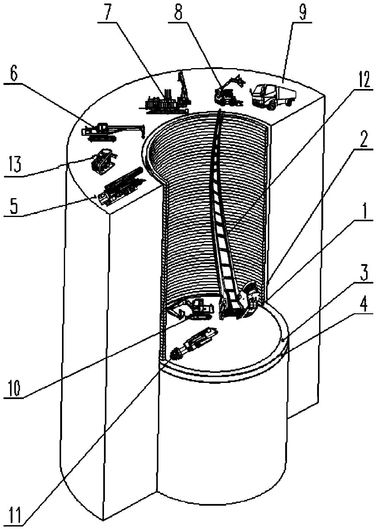 A Simple Shield Tunneling Device and Shield Tunneling Method for Super Large Diameter Deep Shaft