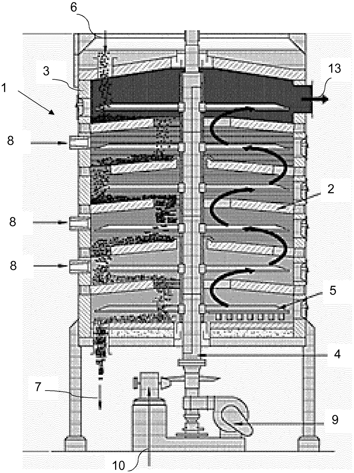 Multi-shelf furnace for use at low temperature