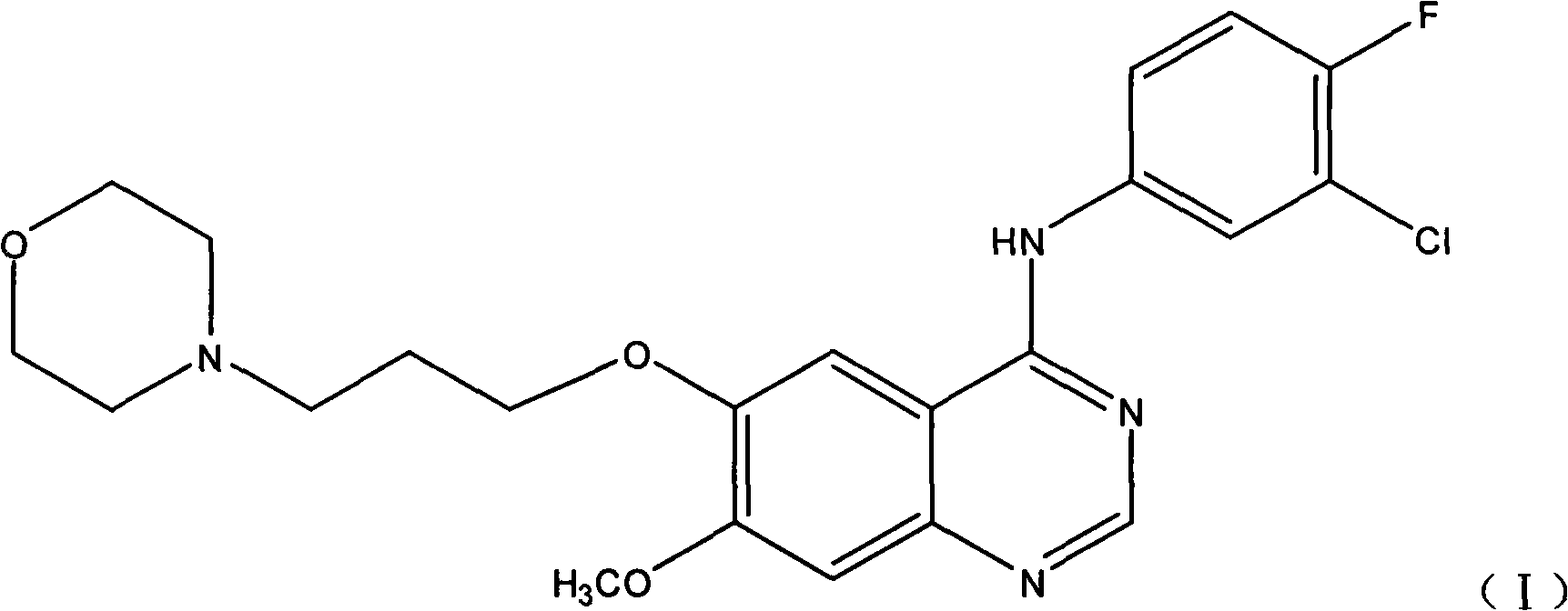 Method for preparing 4-(3-chlorine-4-fluorophenylalanine)-7-methoxy-6-[3-(4-morpholinyl) propoxy] quinazoline