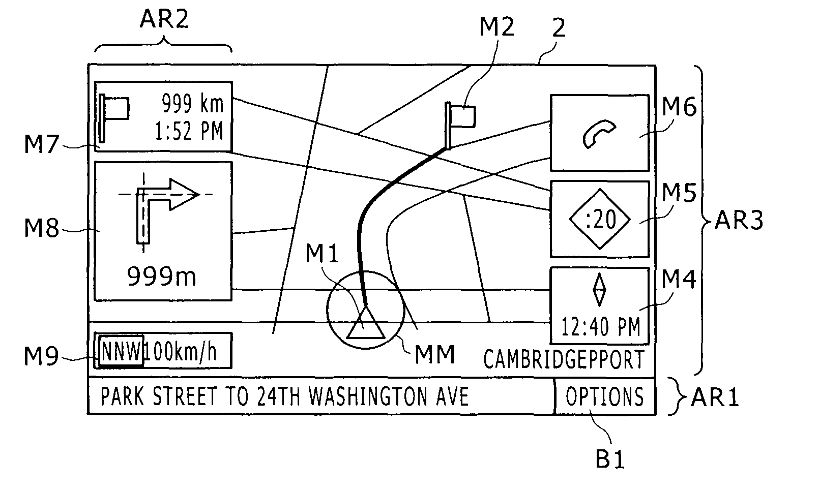 Navigation apparatus and navigation apparatus display method
