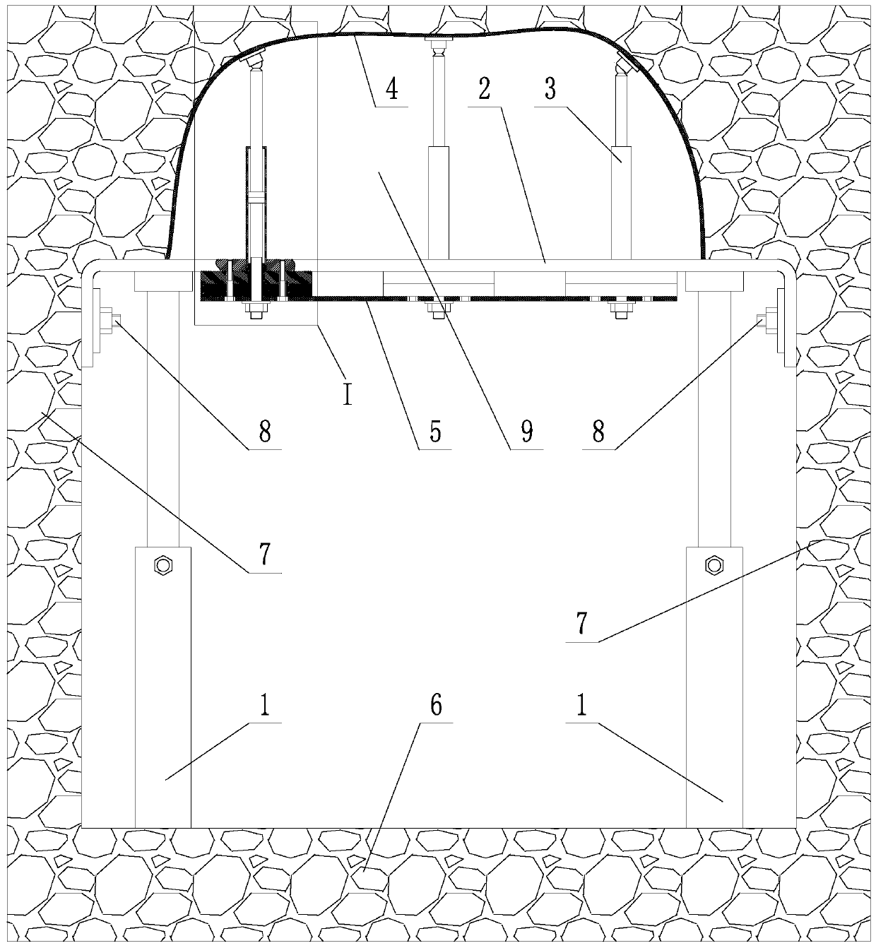 Roadway roof caving management device and method