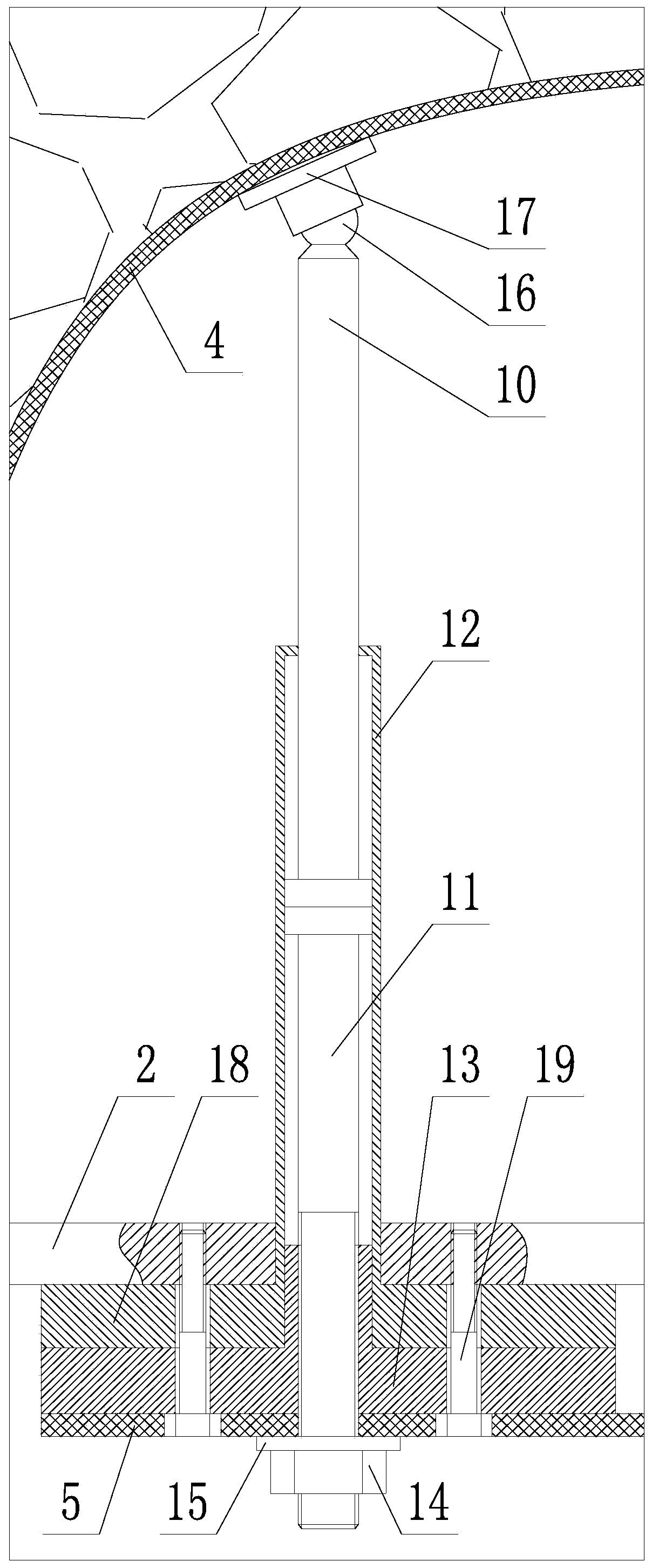 Roadway roof caving management device and method