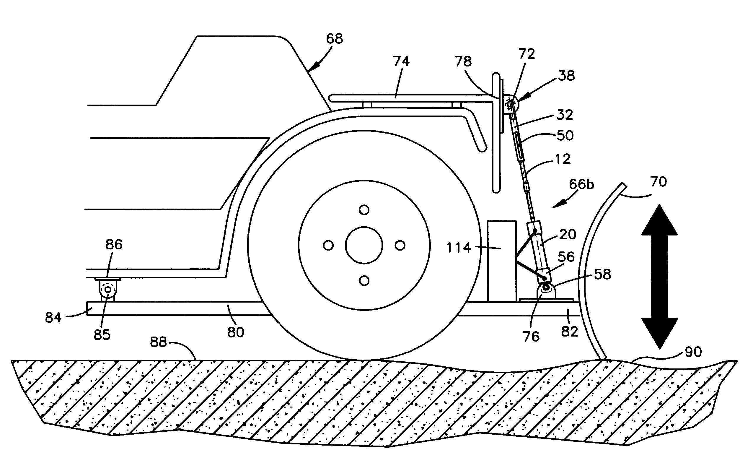 Lost motion mechanism for movable vehicle implements