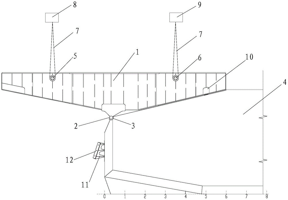 Rocker overturning testing method for jacket launching barge