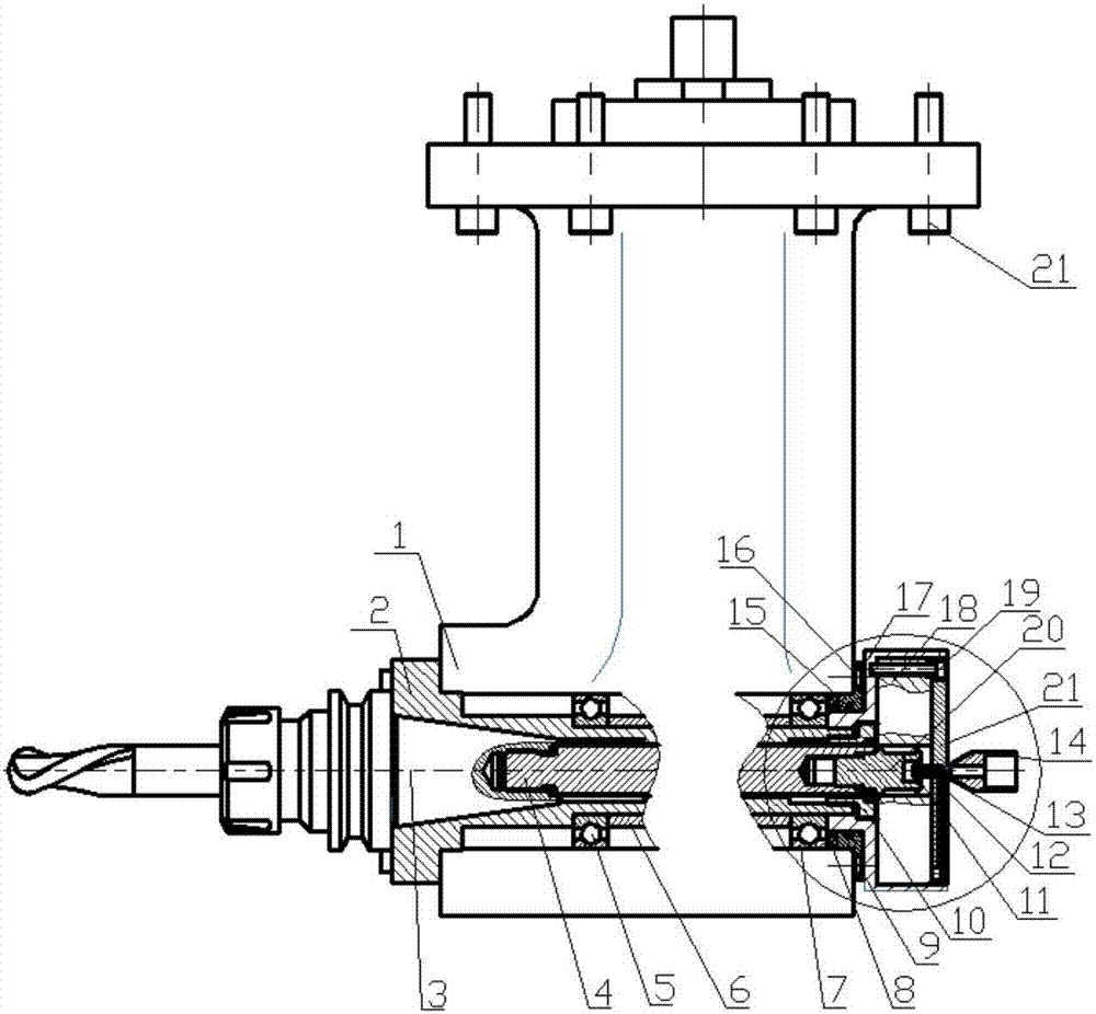 Rapid broaching device for angular milling head