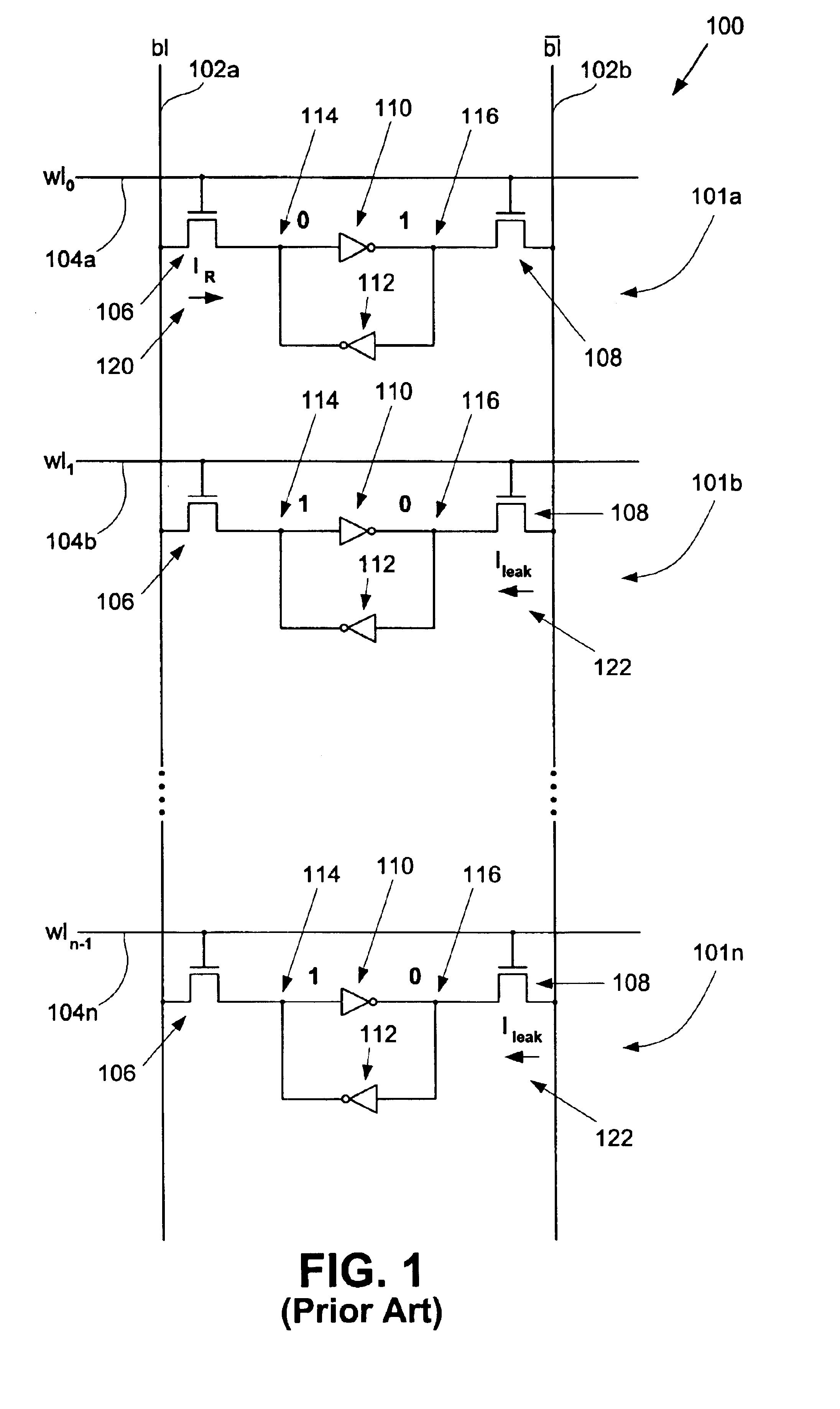 Negatively charged wordline for reduced subthreshold current